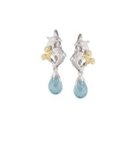 PRECIOUS SILVER/18KY 10mm "DANCING COUPLE" DOLPHIN LEVERBACK EARRING