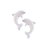 PRECIOUS SILVER  "JUMPING SINGLE" DOLPHIN EARRINGS