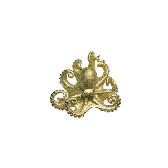 14k 21mm Octopus Pendant with 2 Diamonds