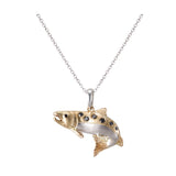 TWO TONE SALMON DIAMOND PENDANT NECKLACE