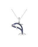 WHITE GOLD DIAMOND DOLPHIN PENDANT NECKLACE