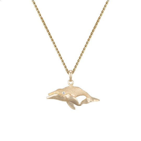 Colgante de ballenas de 14k 23 mm "jorobada"