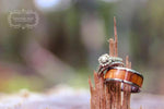 Banda de anillo de titanio koa de fuego hawaiano