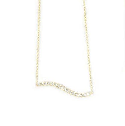 Bermuda Wavy Diamond Bar Necklace 14K Yellow Gold