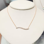 Bermuda Wavy Diamond Bar Necklace Rose Gold
