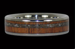 Black Pearl and Koa Wood Inlay Titanium Ring