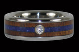 Blue Lapis and Hawaiian Koa Wood Titanium Ring