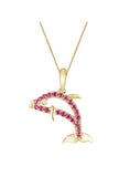 YELLOW GOLD DIAMOND DOLPHIN PENDANT NECKLACE