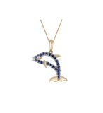 TWO TONE DIAMOND DOLPHIN PENDANT NECKLACE