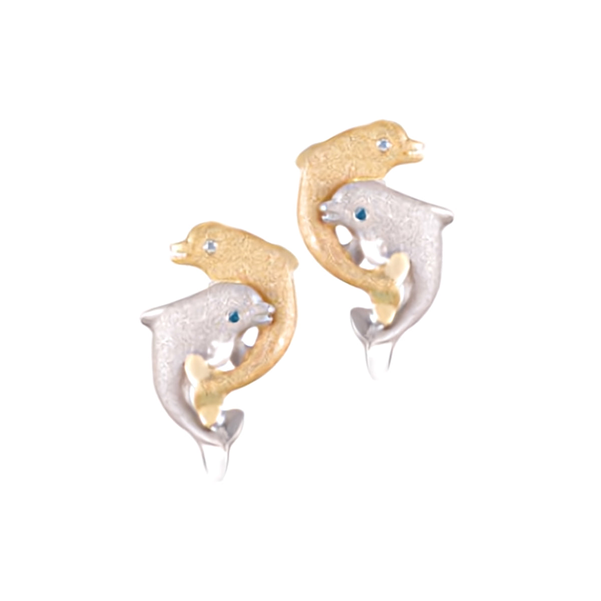 14K 15MM "DANCING COUPLE" DOLPHIN EARRINGS