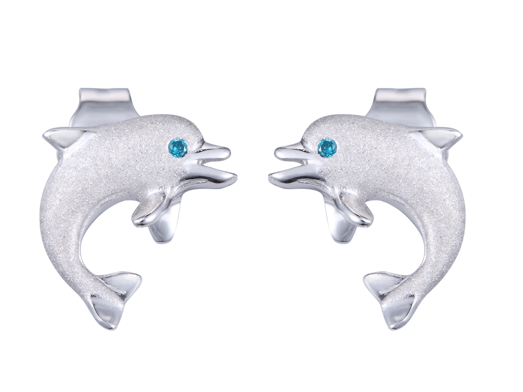 14KW 10MM "JUMPING SINGLE" DOLPHIN EARRINGS