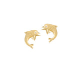 14K 10MM "JUMPING SINGLE" DOLPHIN EARRINGS
