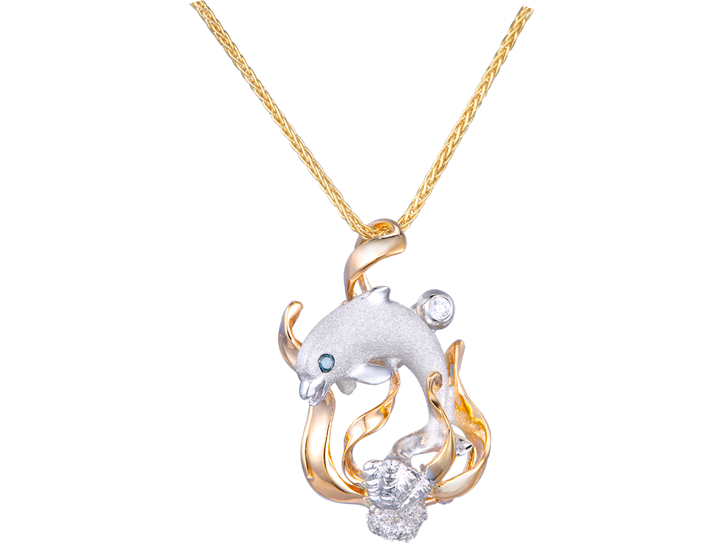14K 2/TONE DOLPHIN PENDANT