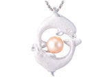PRECIOUS SILVER  "CHASING COUPLE" DOLPHIN PENDANT 