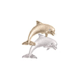 14K 2/TONE 20MM "JUMPING COUPLE" DOLPHIN PENDANT