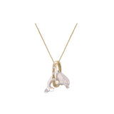 14K 2/TONE 15MM "JUMPING LOOP" DOLPHIN PENDANT 