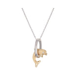 14K 2/TONE 15MM "JUMPING LOOP" DOLPHIN PENDANT