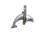 14K 2/TONE 28MM "JUMPING LOOP" DOLPHIN PENDANT 