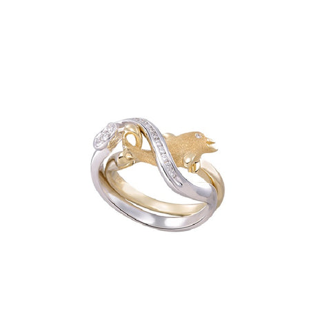 14K 2/TONE DOLPHIN RING SURFING SINGLE