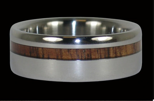 Dark Koa Offset Inlay Titanium Ring