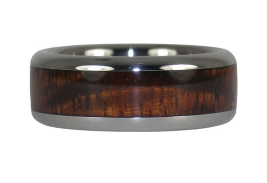 Dark Tiger Koa Wood Hawaii Titanium Ring