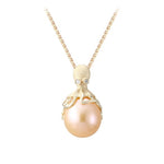 Gold Octopus Pendant With 10mm Peach Fresh Water Pearl & Diamonds