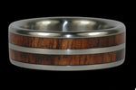 Double Koa Wood Inlay Titanium Ring