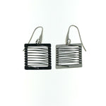 Sterling Silver Square-Shaped Dangle Earrings With A Spiral Glitter Wire Design