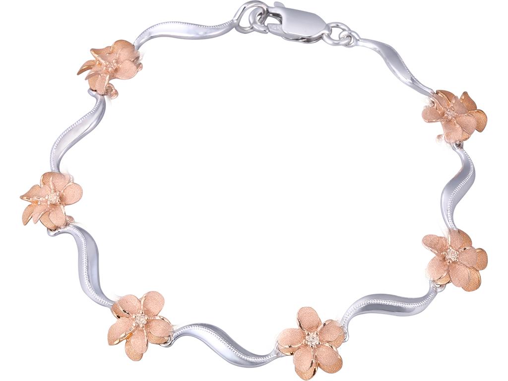 PLUMERIA TWO TONE DIAMOND PLUMERIA LEI BRACELET