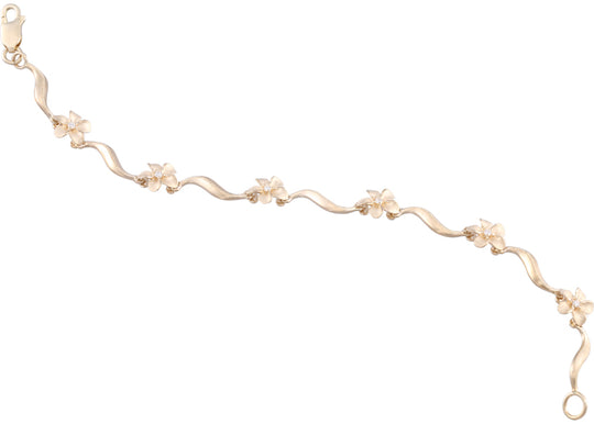 Bracelet Plumeria Lei 14K avec 6 diamants