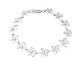 PLUMERIA SAND BLAST FINISH 14K DIAMOND BRACELET