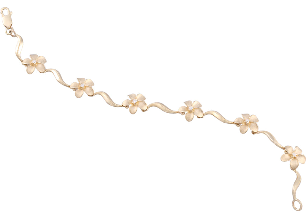 14K DIAMOND PLUMERIA LEI BRACELET