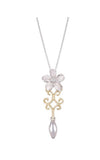 14K TWO TONE DIAMOND CHANDELIER PLUMERIA PENDANT