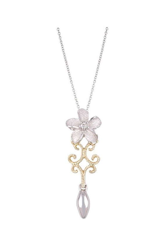 Pargante de plumeria de lámpara de 14k 2/tono con diamante