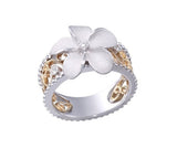 14K TWO TONE DIAMOND CHANDELIER PLUMERIA RING