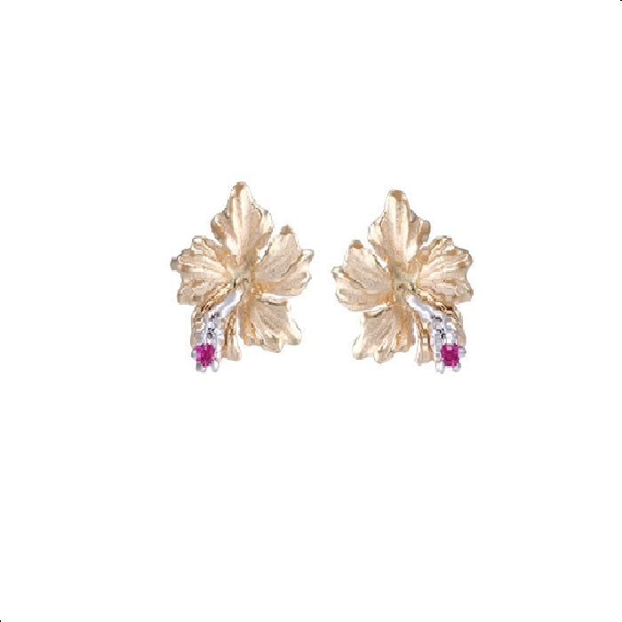 14K DIAMOND HIBISCUS EARRINGS