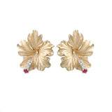 14K HIBISCUS DIAMOND EARRINGS