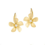 14K LEVER BACK PLUMERIA DIAMOND EARRINGS