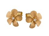 14K 11MM PLUMERIA EARRINGS W/SAND BLAST FINISH