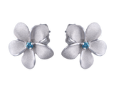 14K WHITE GOLD DIAMOND PLUMERIA EARRINGS