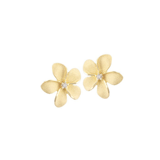 Boucle d'oreille plumeria de 15 mm avec 2 diamants