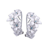 14K WHITE GOLD DIAMOND PLUMERIA LEI EARRING