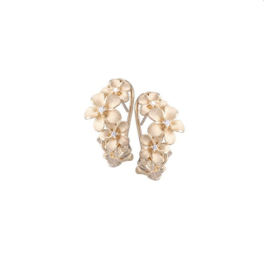 Pendientes de 14k Plumeria lei con 6 diamantes