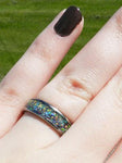 Black Fire and Ice Opal Titanium Ring