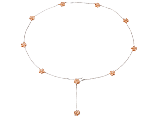 14k Two Tone Plumeria Necklace with 20 diamonds
