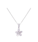 14K WHITE GOLD DIAMOND PLUMERIA PENDANT NECKLACE