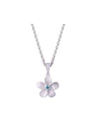 14K WHITE GOLD DIAMOND PLUMERIA PENDANT NECKLACE