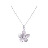 14K WHITE GOLD DIAMOND PLUMERIA PENDANT NECKLACE