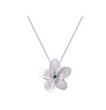 WHITE GOLD DIAMOND PLUMERIA PENDANT NECKLACE