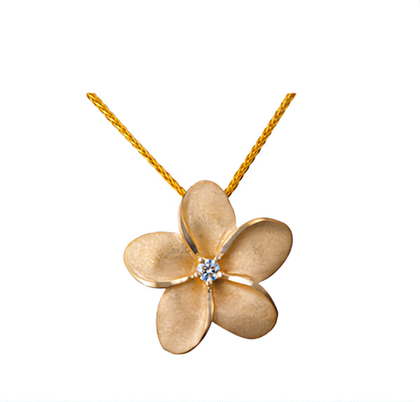 14K Solid Yellow Gold Plumeria Necklace – Nakoa